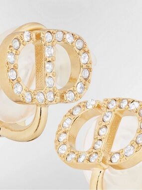 Dior Gold-Tone Double D Crystal Stud Earrings